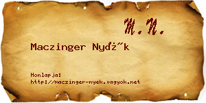 Maczinger Nyék névjegykártya